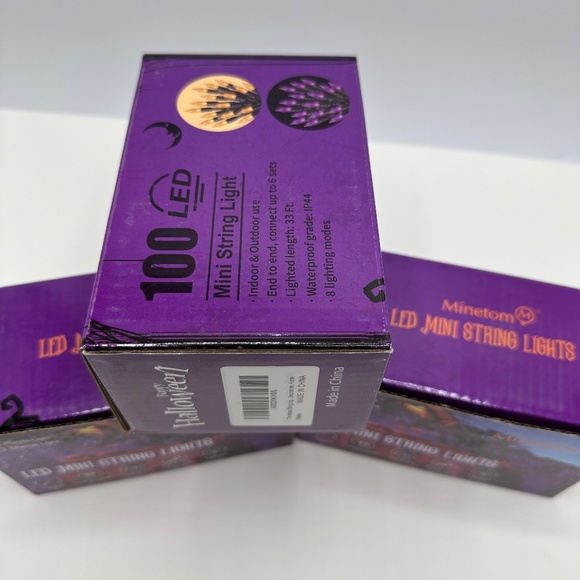 Lot Of 3 Boxes Minetom Halloween String Lights LED 100 Count 33 Feet Indoor Outd - Picture 2 of 4